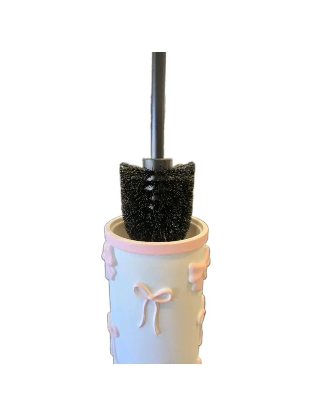 New Pink & White Girly Coquette Bow Toilet Brush Holder Bathroom